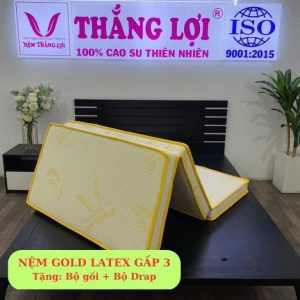 Nệm Cao Su Gold Latex Gấp 3 1m4 x 2m x 15cm