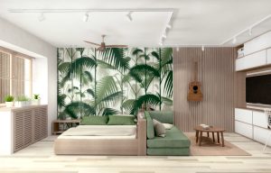 bố trí giường ngủ trong phòng khách