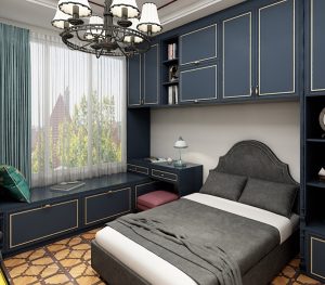 phòng ngủ màu xanh đen